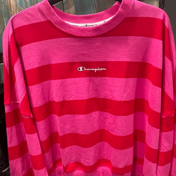 Champion Tops - Champion Women's Long Sleeve Tee in Pink and Red